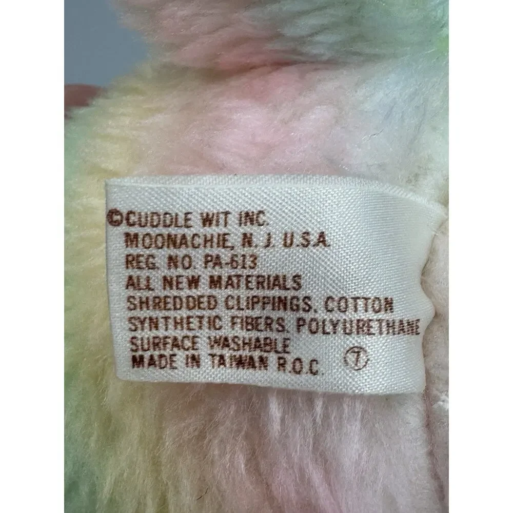 Vintage‎ Cuddle Wit Bunny Rabbit Pastel Tie Dye Plush 11” Stuffed Animal